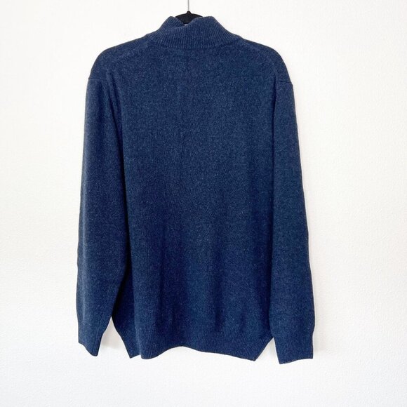 Cashmere Merino Wool Viscose Mens Large Quarter Zip Mock Neck Sweater Pullover - Picture 2 of 7